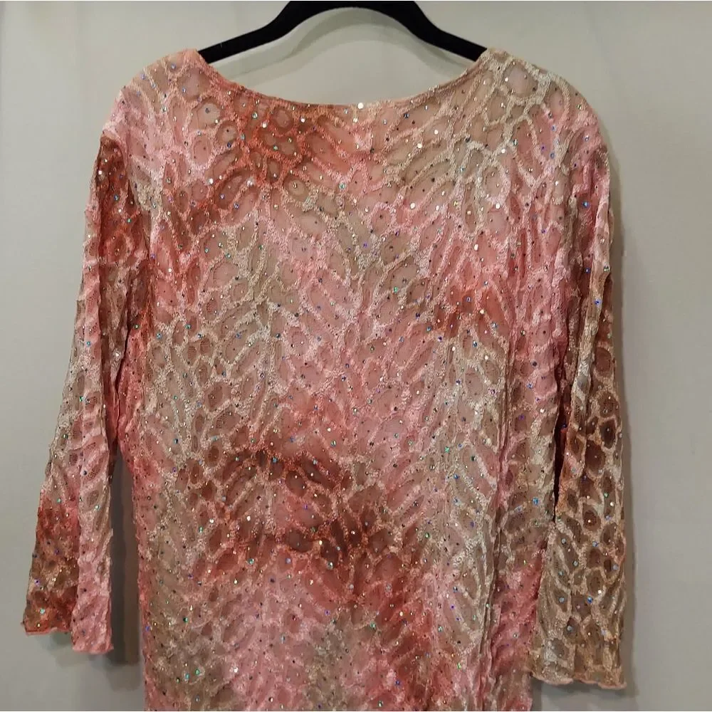 Sequin Sheer Sleeve Blouse